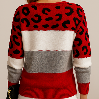 PASCA | Sweter Casual w Wzór Leoparda